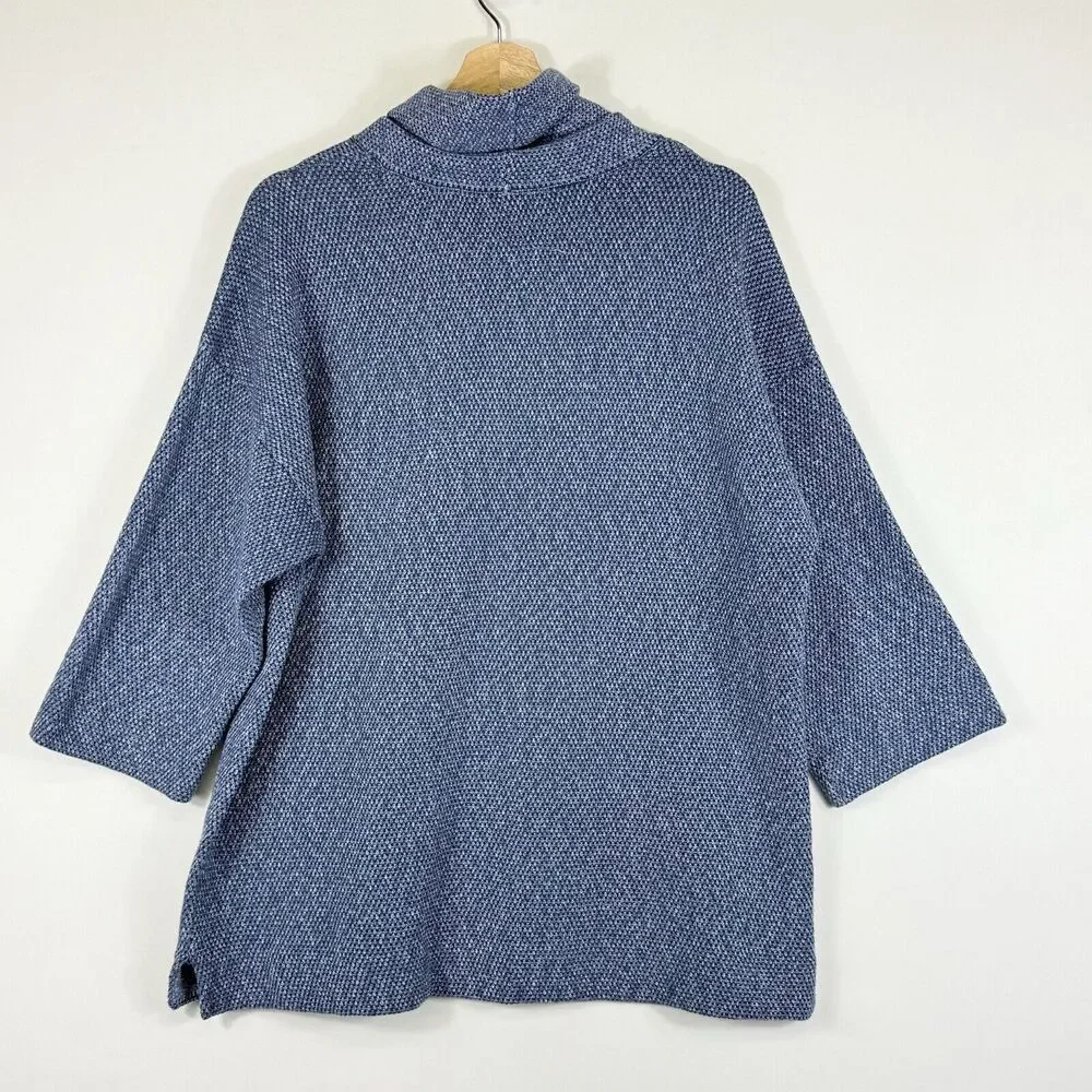 J. Jill Pure Jill Cowl Neck Sweater‎ Womens Small Blue Textured Marled Coastal